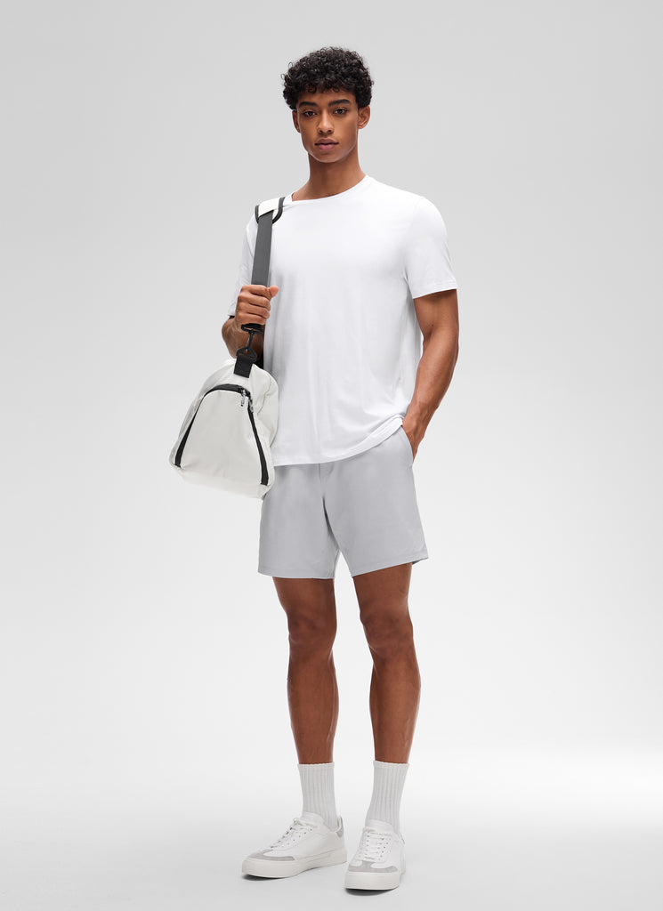 CRZ YOGA Men's Casual Classic Fit Shirts Pima Cotton Short Sleeves White