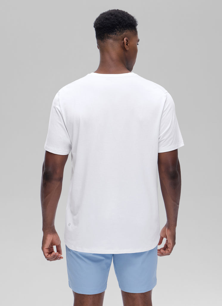 CRZ YOGA Men's Casual Classic Fit Shirts Pima Cotton Short Sleeves White