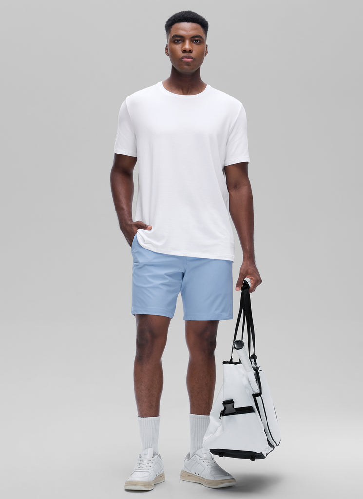 CRZ YOGA Men's Casual Classic Fit Shirts Pima Cotton Short Sleeves White