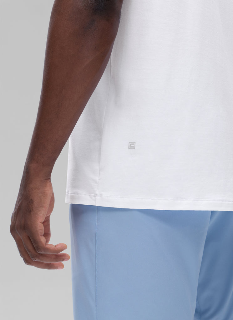 CRZ YOGA Men's Casual Classic Fit Shirts Pima Cotton Short Sleeves White