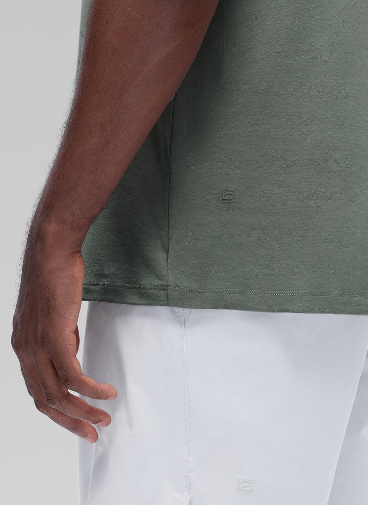 CRZ YOGA Men's Casual Classic Fit Shirts Pima Cotton Short Sleeves Grey Sage