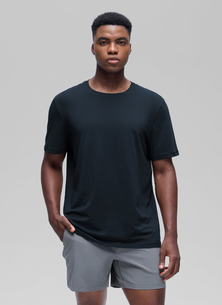 CRZ YOGA Men's Casual Classic Fit Shirts Pima Cotton Short Sleeves Grey Sage