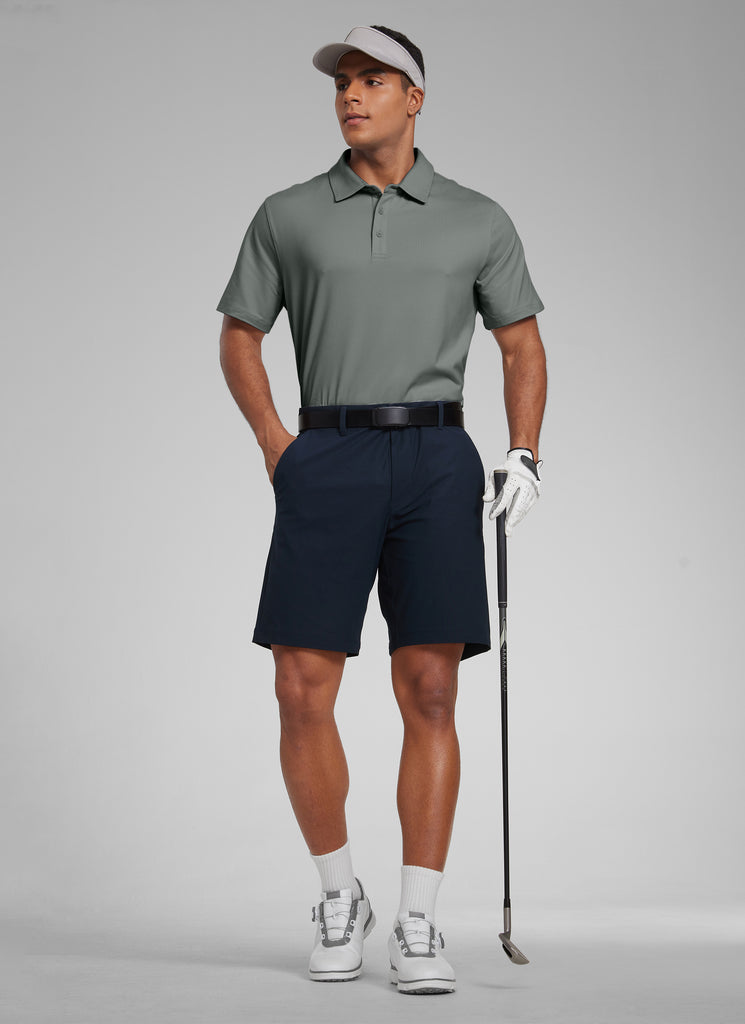 CRZ YOGA Men's Cloud Jersey Moisture Wicking Polo Golf Short Sleeve Black