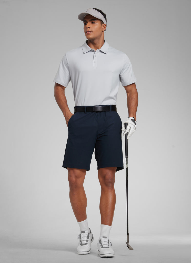 CRZ YOGA Men's Cloud Jersey Moisture Wicking Polo Golf Short Sleeve Platinum Grey