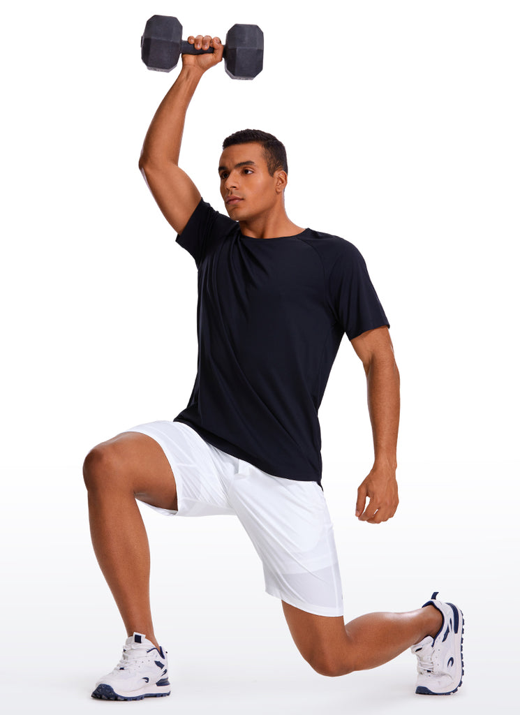 CRZ YOGA Men's Train Run Classic Fit Feathery-Fit Lined Shorts 9'' White