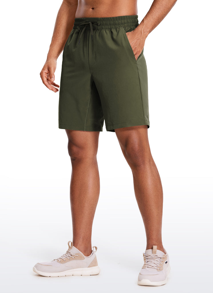 CRZ YOGA Men's Train Run Classic Fit Feathery-Fit Lined Shorts 9'' Dark Olive