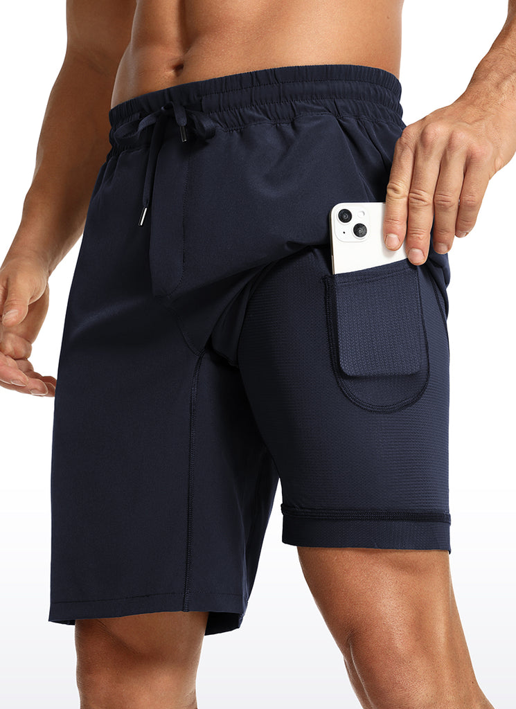 CRZ YOGA Men's Train Run Classic Fit Feathery-Fit Lined Shorts 9'' Navy