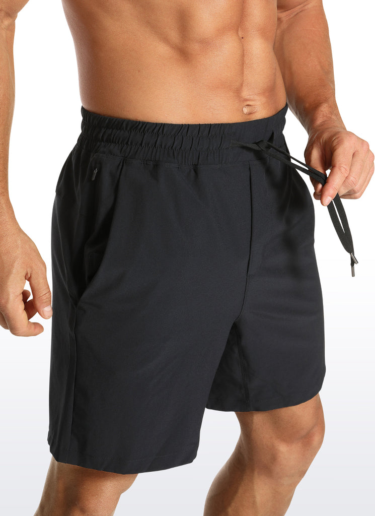 CRZ YOGA Men's Train Classic Fit Feathery-Fit Linerless Shorts 7'' Black
