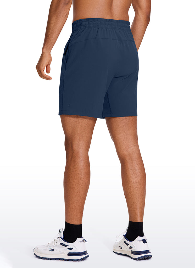 CRZ YOGA Men's Train Classic Fit Feathery-Fit Linerless Shorts 7'' Khaki Sand