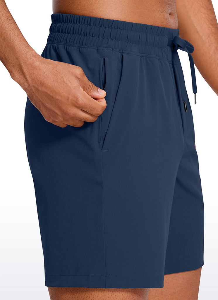 CRZ YOGA Men's Train Classic Fit Feathery-Fit Linerless Shorts 7'' Khaki Sand