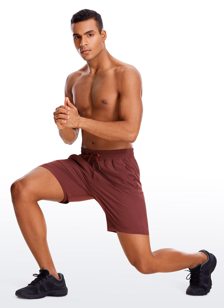 CRZ YOGA Men's Train Run Classic Fit Feathery-Fit Lined Shorts 7'' Savannah
