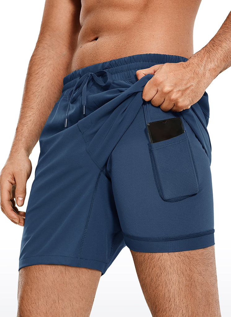 CRZ YOGA Men's Train Run Classic Fit Feathery-Fit Lined Shorts 7'' True Navy