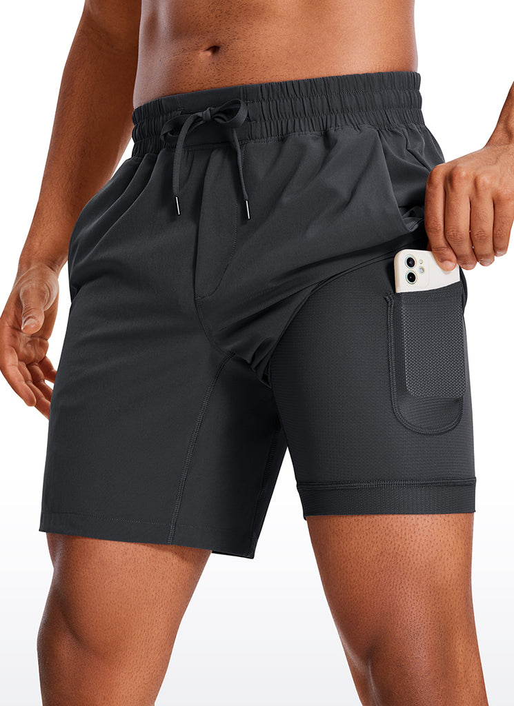 CRZ YOGA Men's Train Run Classic Fit Feathery-Fit Lined Shorts 7'' Electric Blue