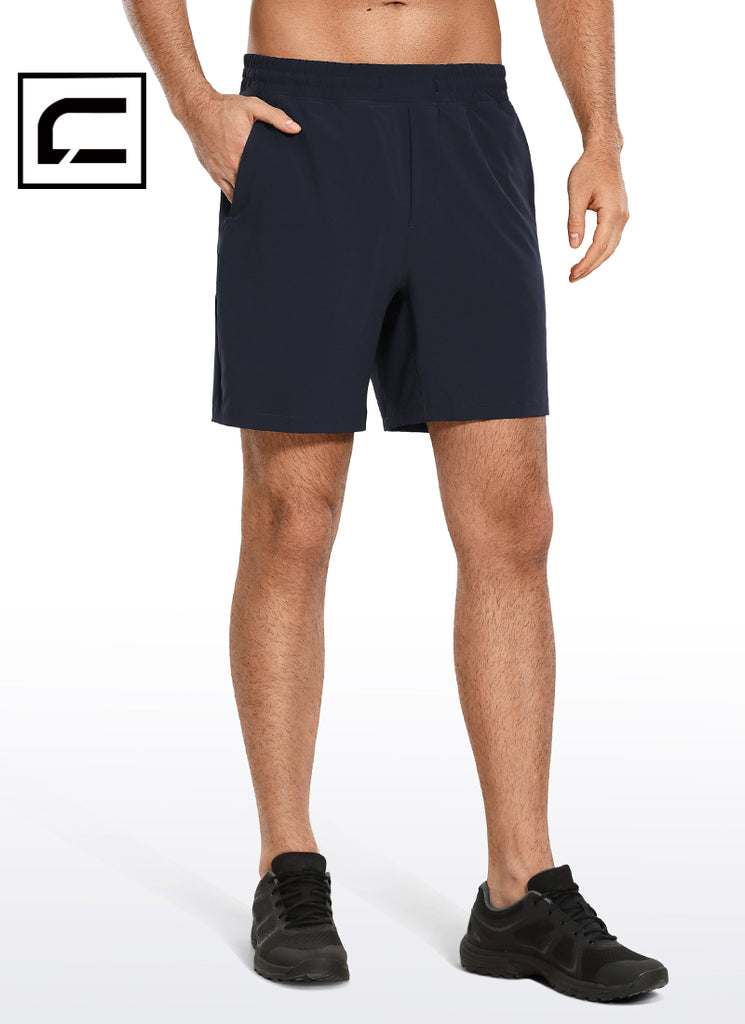 CRZ YOGA Men's Train Run Classic Fit Feathery-Fit Lined Shorts 7'' Navy