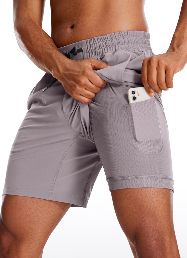 CRZ YOGA Men's Train Run Classic Fit Feathery-Fit Lined Shorts 7'' Lunar Rock