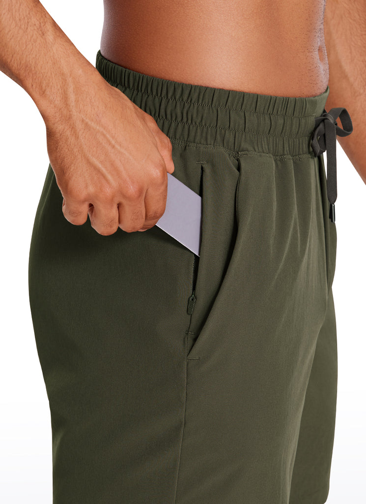 CRZ YOGA Men's Train Run Classic Fit Feathery-Fit Lined Shorts 7'' Dark Olive
