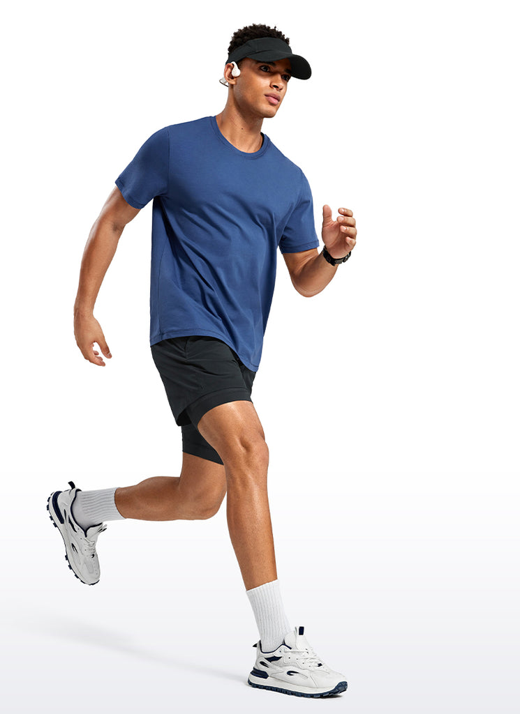 CRZ YOGA Men's Train Relaxed Fit Feathery-Fit 2 in 1 Shorts 5'' with Long Liner Black