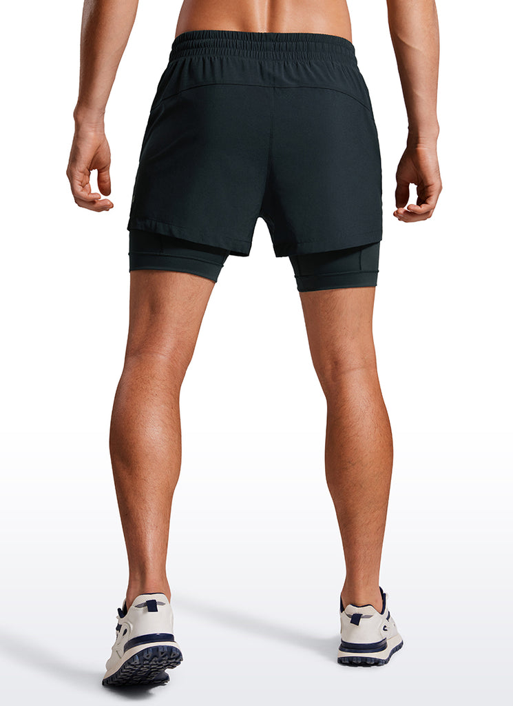 CRZ YOGA Men's Train Feathery-Fit 2 in 1 Shorts 3.5'' with pockets Ink Gray