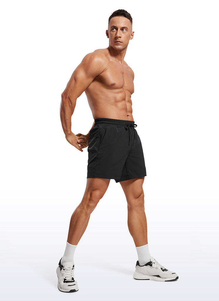 CRZ YOGA Men's Train Feathery-Fit 2 in 1 Shorts 5'' with pockets Black