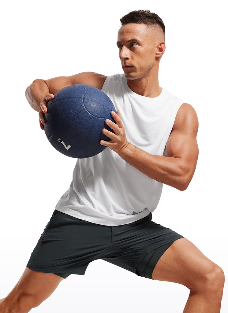 CRZ YOGA Men's Train Feathery-Fit 2 in 1 Shorts 5'' with pockets Ink Gray