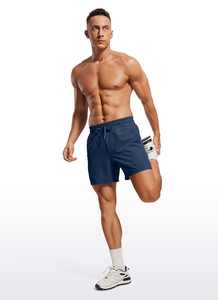 CRZ YOGA Men's Train Feathery-Fit 2 in 1 Shorts 5'' with pockets Electric Blue