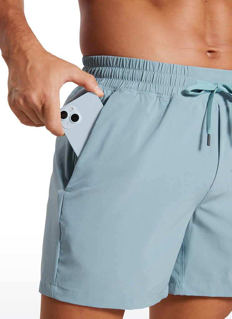 CRZ YOGA Men's Train Feathery-Fit 2 in 1 Shorts 5'' with pockets Light grayish blue