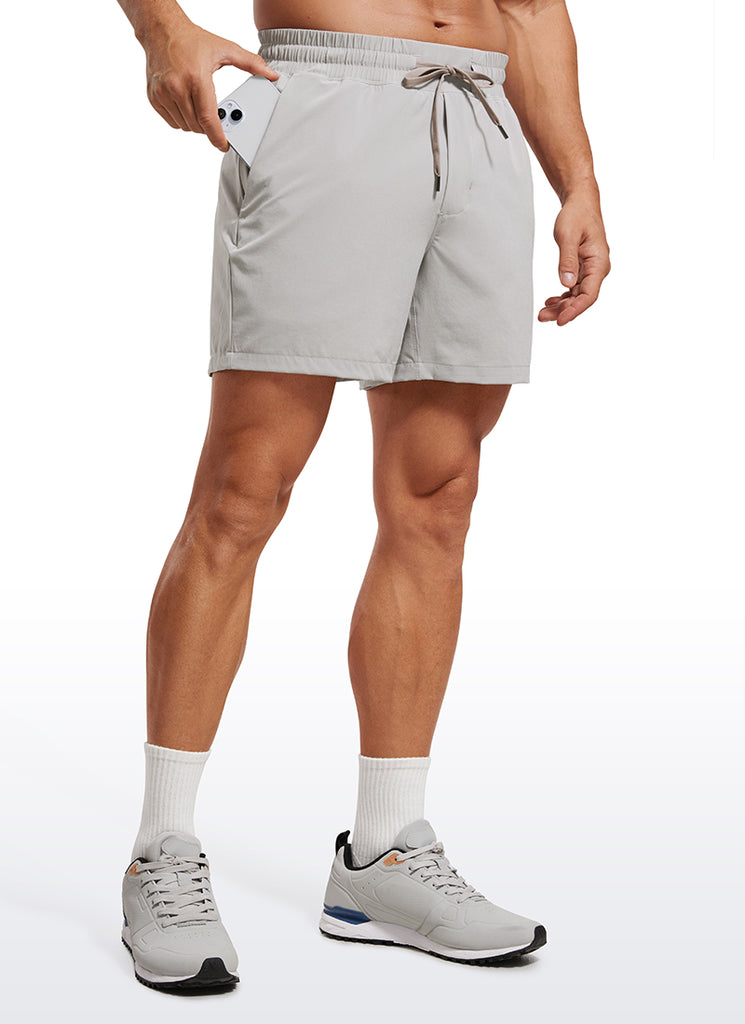 CRZ YOGA Men's Train Feathery-Fit 2 in 1 Shorts 5'' with pockets Dark Chrome