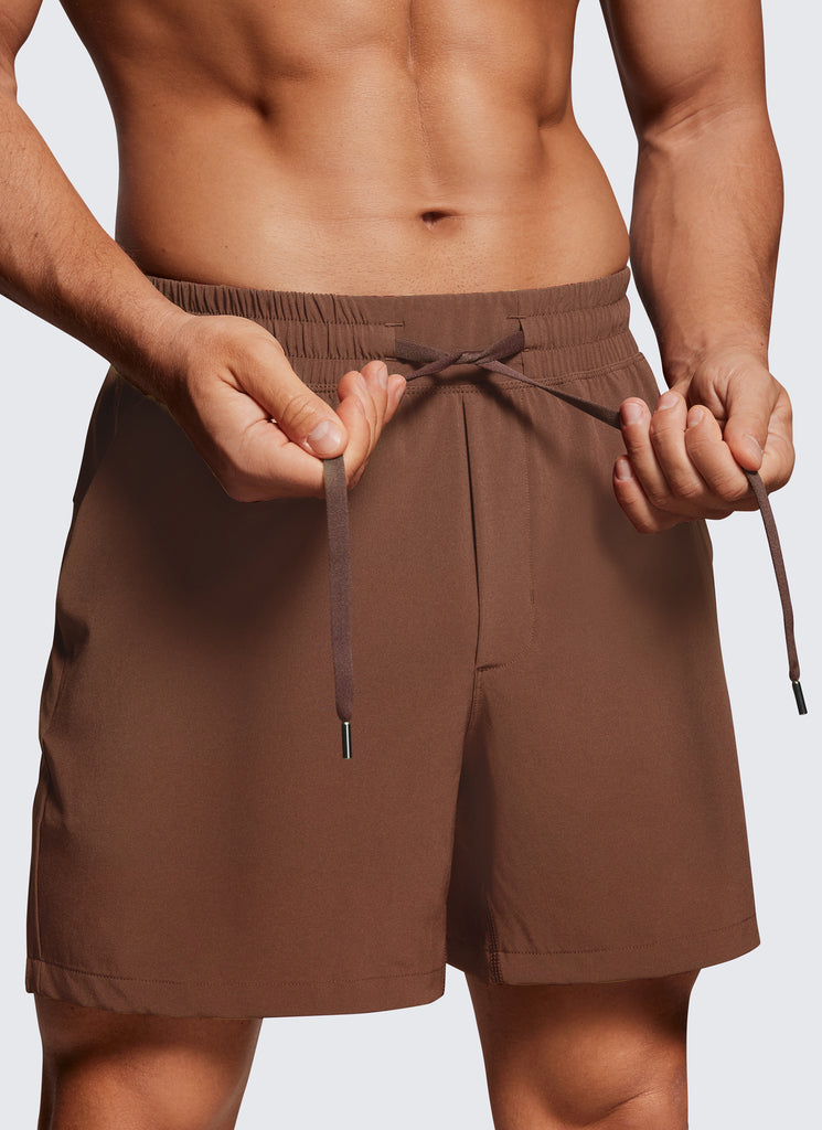 CRZ YOGA Men's Running Feathery-Fit Workout Linerless Shorts 5'' Coffee Brown