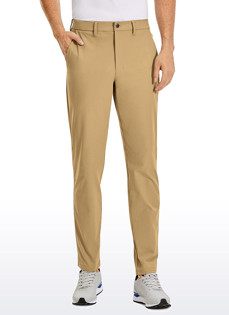 CRZ YOGA Mens Work Classic Fit All-Day Comfort Golf Pants Pockets 34'' Khaki Sand