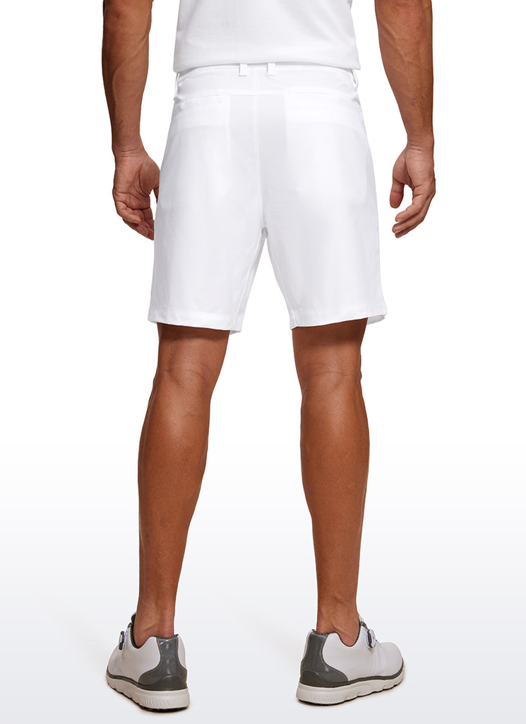 CRZ YOGA Men's Work Classic Fit All-Day Comfort Golf Shorts Pocket 7'' Saddle Brown