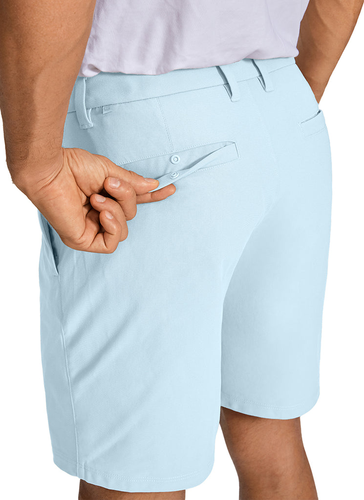 CRZ YOGA Men's Work Classic Fit All-Day Comfort Golf Shorts Pocket 7'' Chambray Blue