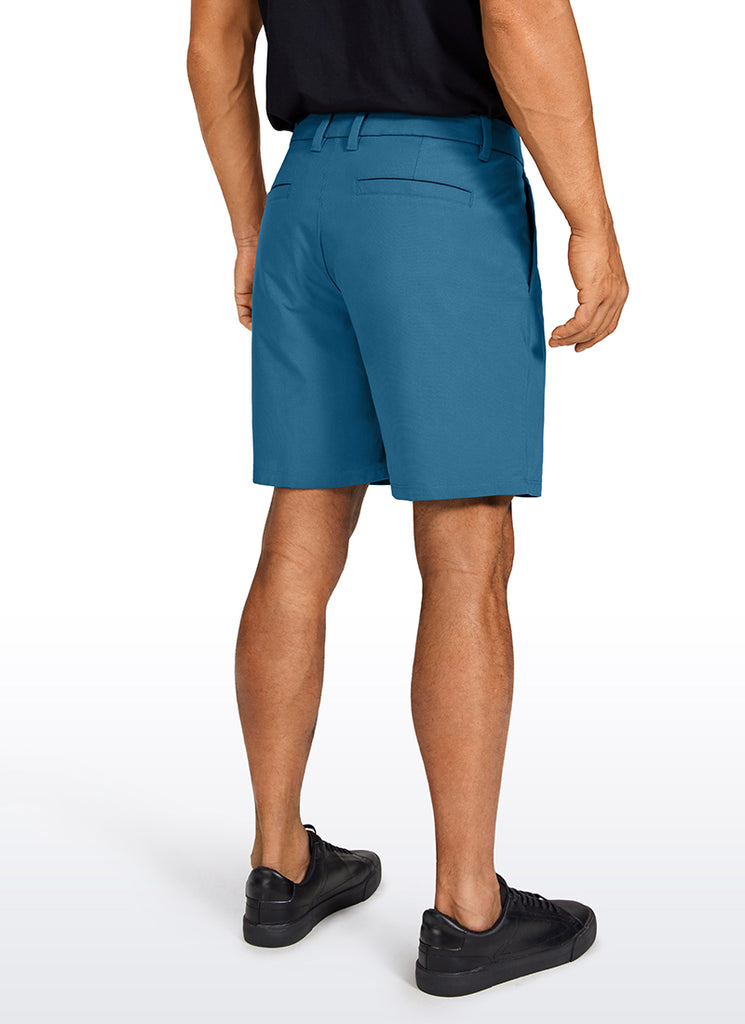 CRZ YOGA Men's Work Classic Fit All-Day Comfort Golf Shorts Pocket 7'' Chambray Blue