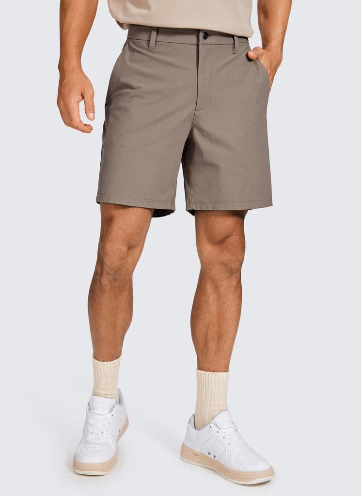 CRZ YOGA Men's Work Classic Fit All-Day Comfort Golf Shorts Pocket 7'' Gull Gray