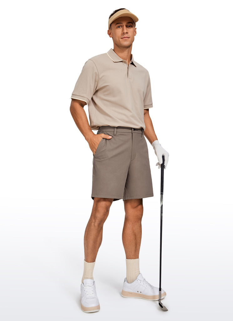 CRZ YOGA Men's Work Classic Fit All-Day Comfort Golf Shorts Pocket 7'' Gull Gray