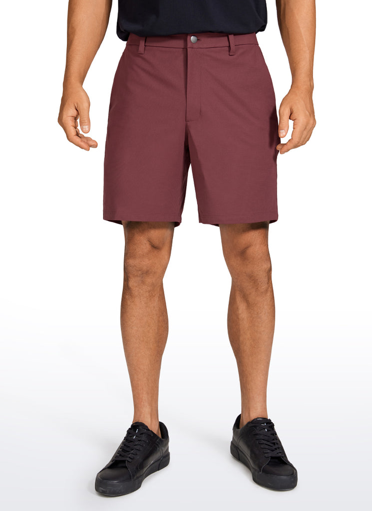 CRZ YOGA Men's Work Classic Fit All-Day Comfort Golf Shorts Pocket 7'' Saddle Brown