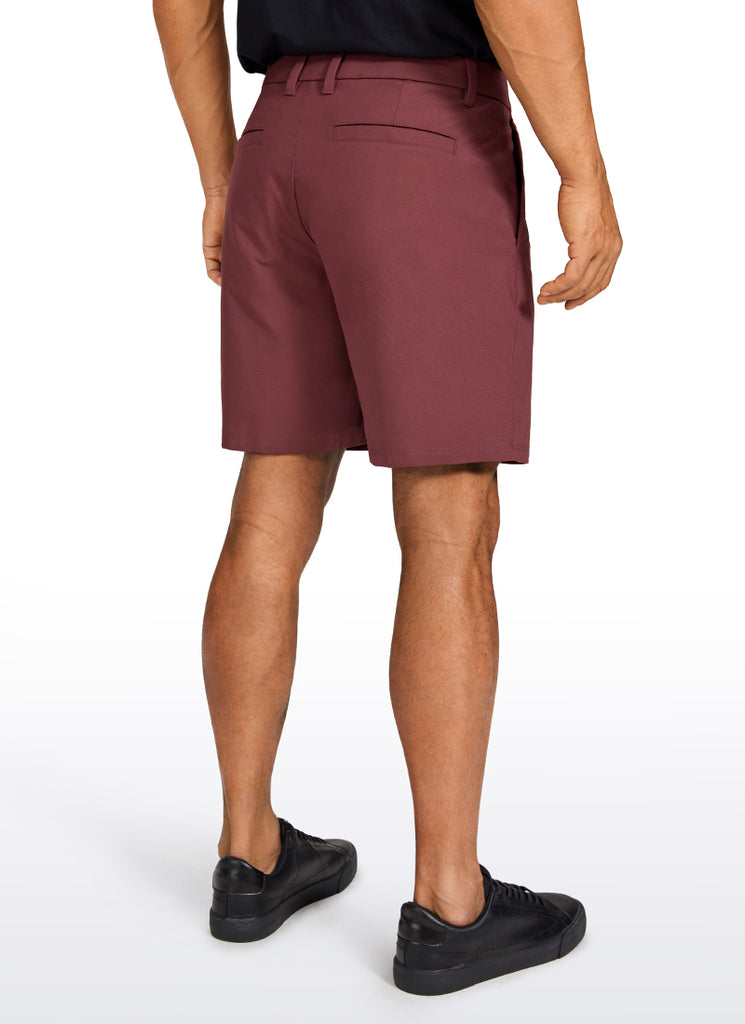 CRZ YOGA Men's Work Classic Fit All-Day Comfort Golf Shorts Pocket 7'' Saddle Brown