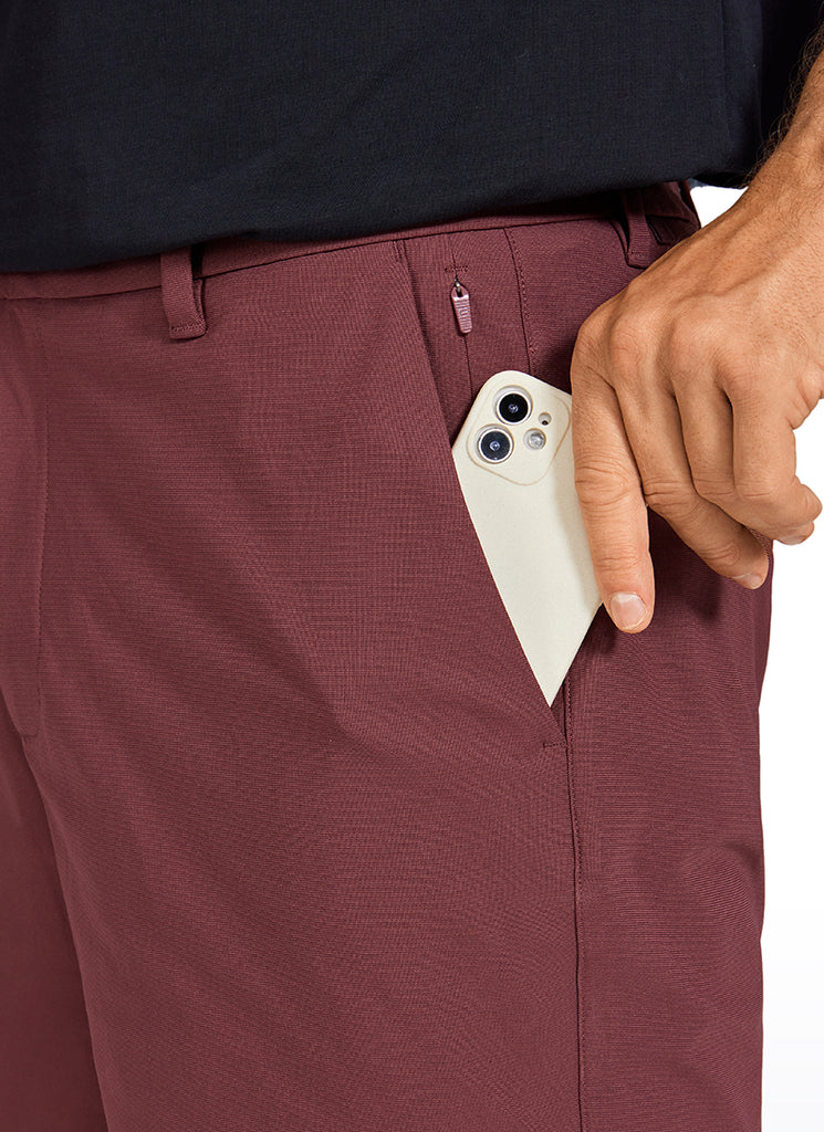 CRZ YOGA Men's Work Classic Fit All-Day Comfort Golf Shorts Pocket 7'' Saddle Brown