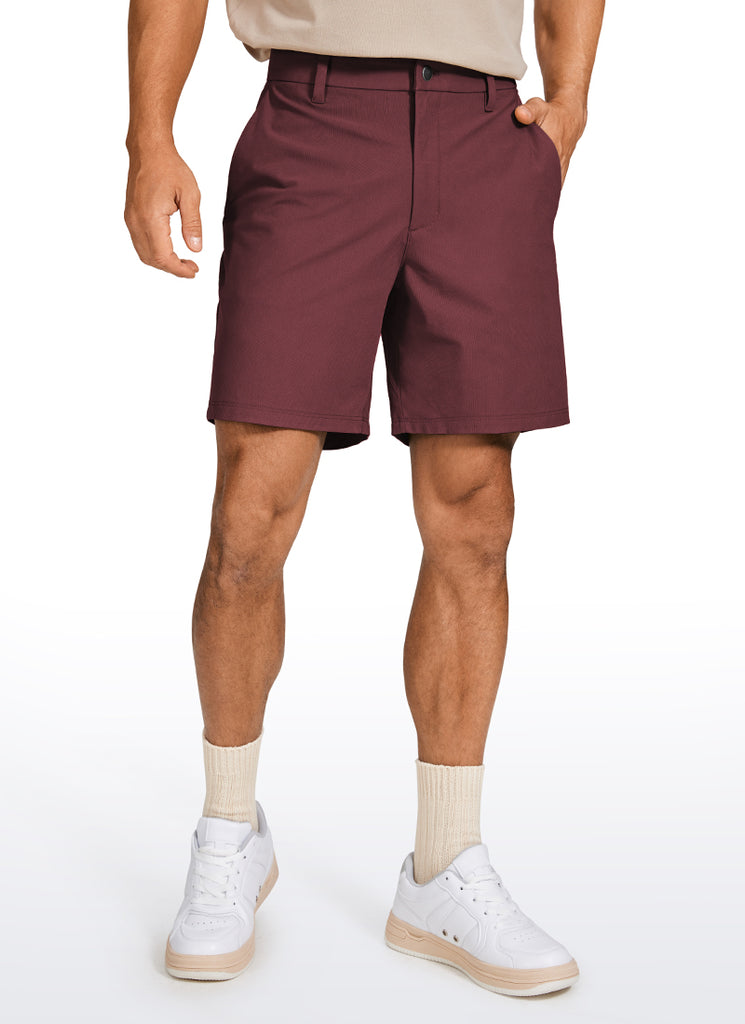 CRZ YOGA Men's Work Classic Fit All-Day Comfort Golf Shorts Pocket 7'' Saddle Brown