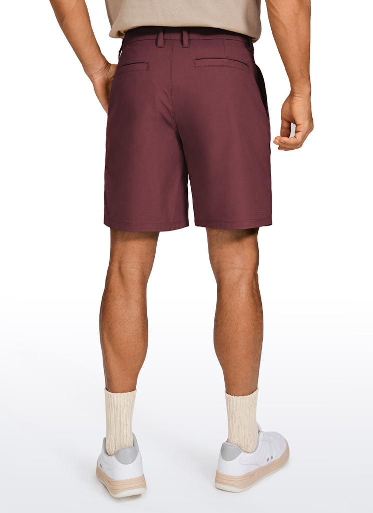 CRZ YOGA Men's Work Classic Fit All-Day Comfort Golf Shorts Pocket 7'' Saddle Brown