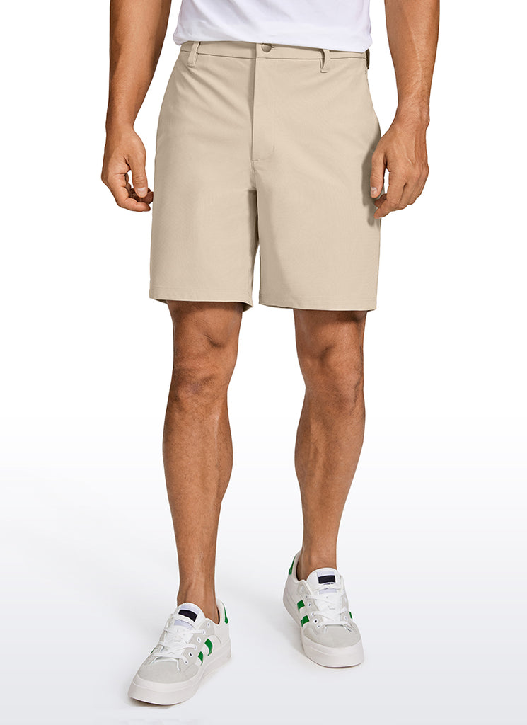 CRZ YOGA Men's Work Classic Fit All-Day Comfort Golf Shorts Pocket 7'' Raw Linen
