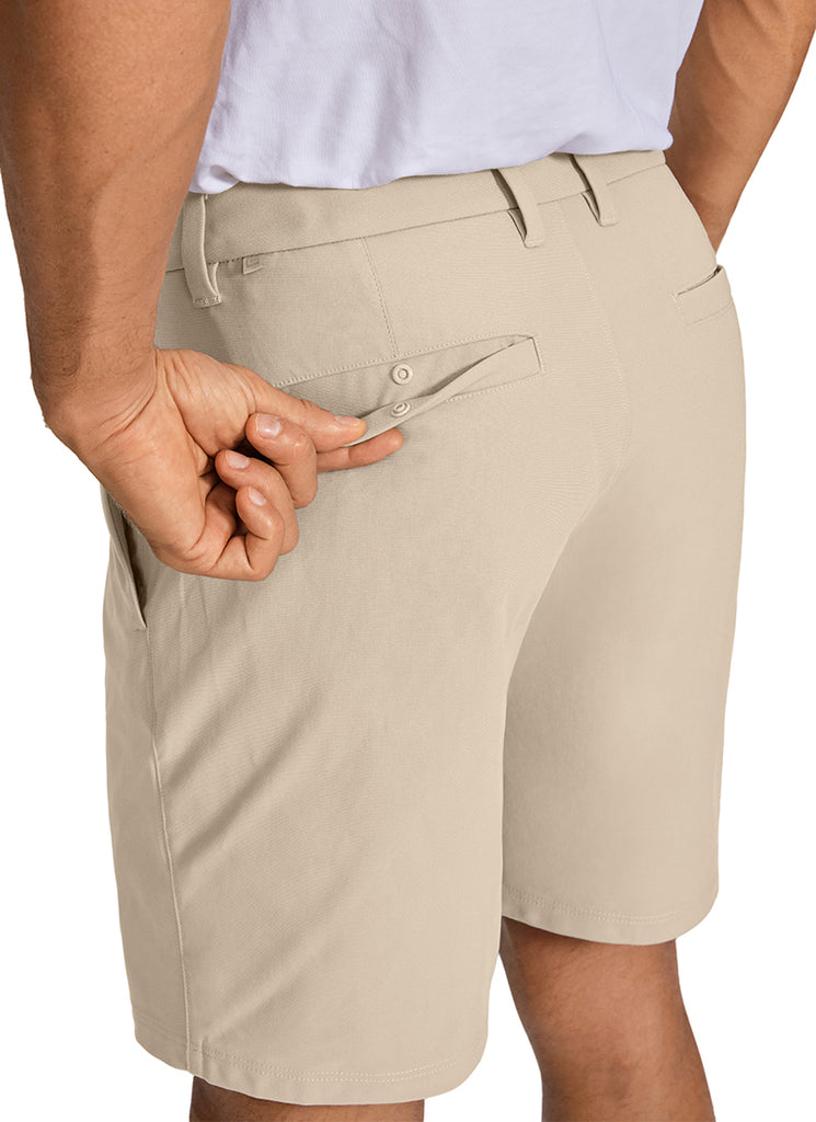 CRZ YOGA Men's Work Classic Fit All-Day Comfort Golf Shorts Pocket 7'' Raw Linen