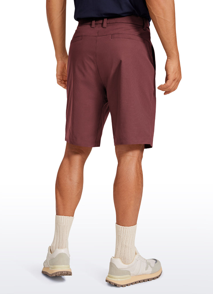 CRZ YOGA Men's Work Classic Fit All-Day Comfort Golf Shorts Pocket 9'' Saddle Brown