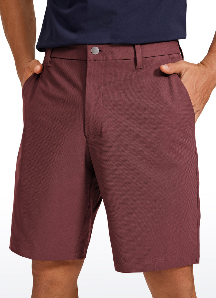 CRZ YOGA Men's Work Classic Fit All-Day Comfort Golf Shorts Pocket 9'' Saddle Brown