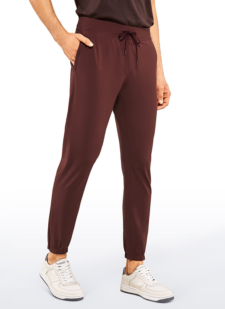 CRZ YOGA Men's Run Slim Fit On the Travel Joggers 30''- Ankle Zipper Dark Red 2