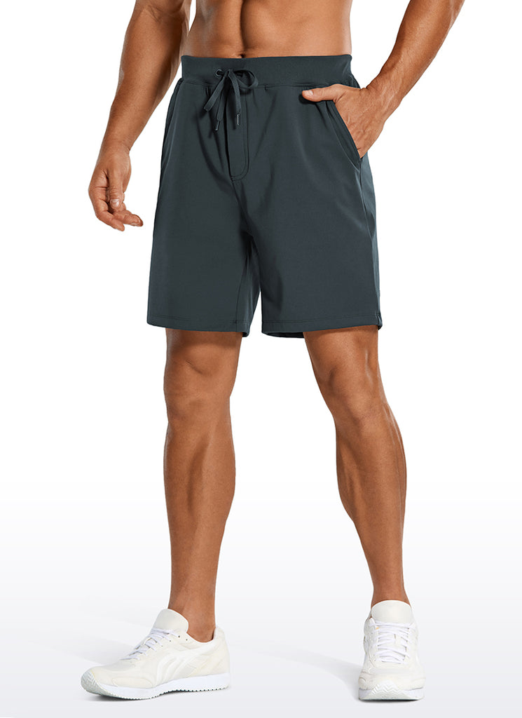 CRZ YOGA Men's Train Relaxed Fit On the Travel Linerless Shorts 7'' Ink Gray
