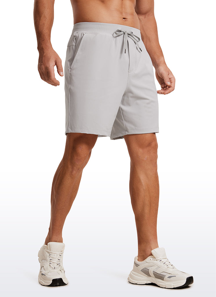 CRZ YOGA Men's Train Relaxed Fit On the Travel Linerless Shorts 7'' Platinum Grey