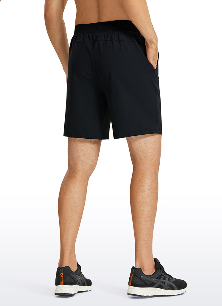CRZ YOGA Men's Train Relaxed Fit On the Travel Linerless Shorts 7'' Black