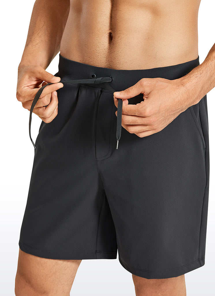 CRZ YOGA Men's Train Relaxed Fit On the Travel Linerless Shorts 7'' Ink Gray