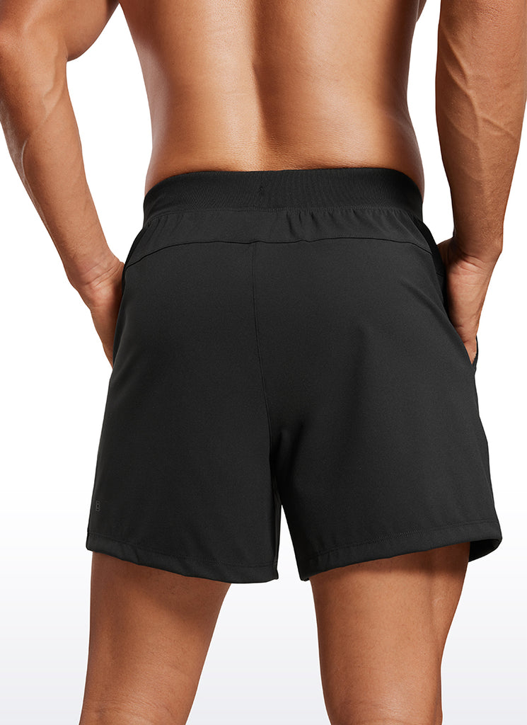 CRZ YOGA Men's Train Relaxed Fit On the Travel Linerless Shorts 5'' Black