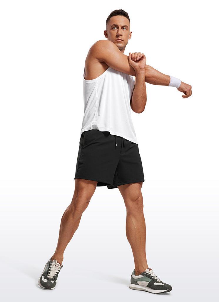 CRZ YOGA Men's Train Relaxed Fit On the Travel Linerless Shorts 5'' Black